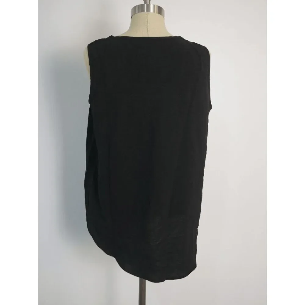Women's Square Neck Sleeveless Black Top L - Picture 3 of 7